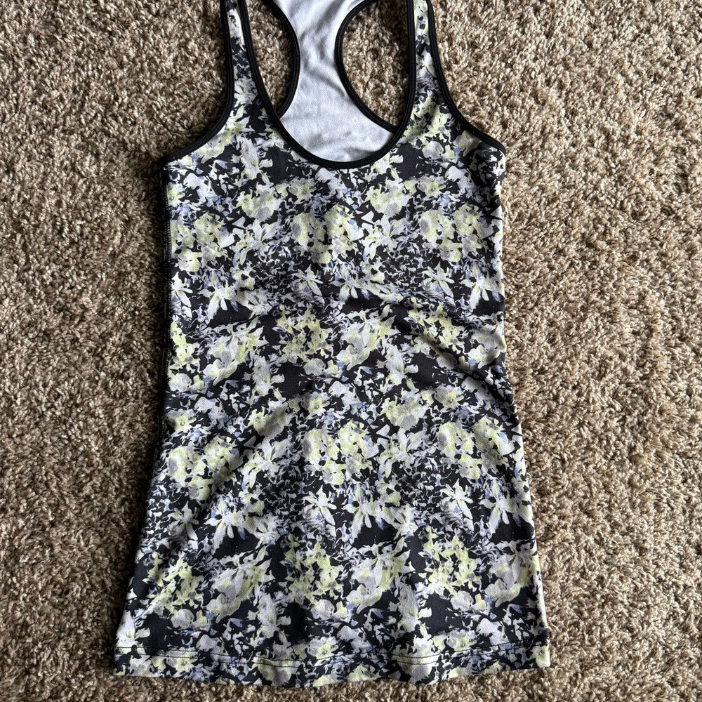 lululemon athletica Black and White Floral Tank Top